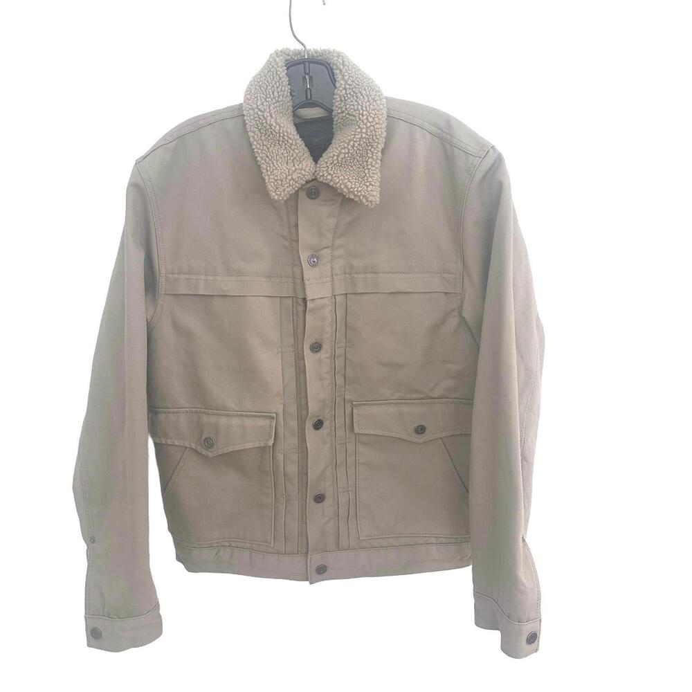 Levi's Men's Sherpa Lined 100% Coton Beige Trucker Style Jacket - Size M